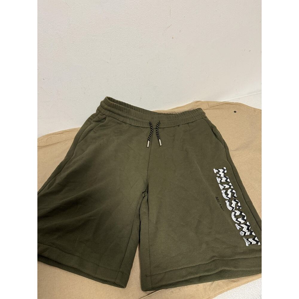 Missoni Milano Shorts Mens XL Olive Made in Italy Side Logo Drawstring Sweat